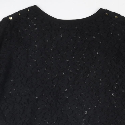Per Una Womens Black Cotton Basic T-Shirt Size 18 Round Neck