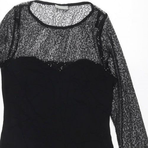 Wallis Womens Black Viscose Shift Size 14 Round Neck Pullover