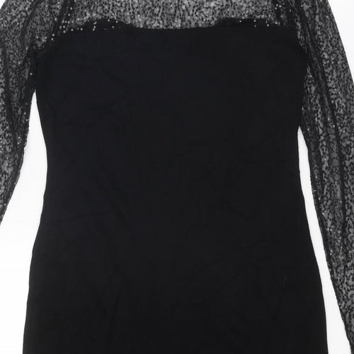 Wallis Womens Black Viscose Shift Size 14 Round Neck Pullover