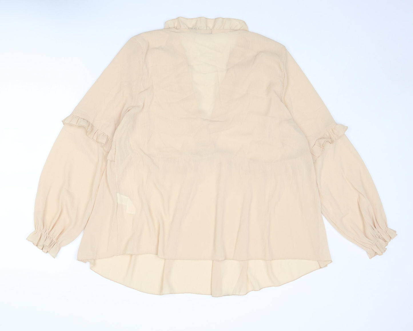 Boohoo Womens Beige Polyester Basic Blouse Size 16 V-Neck