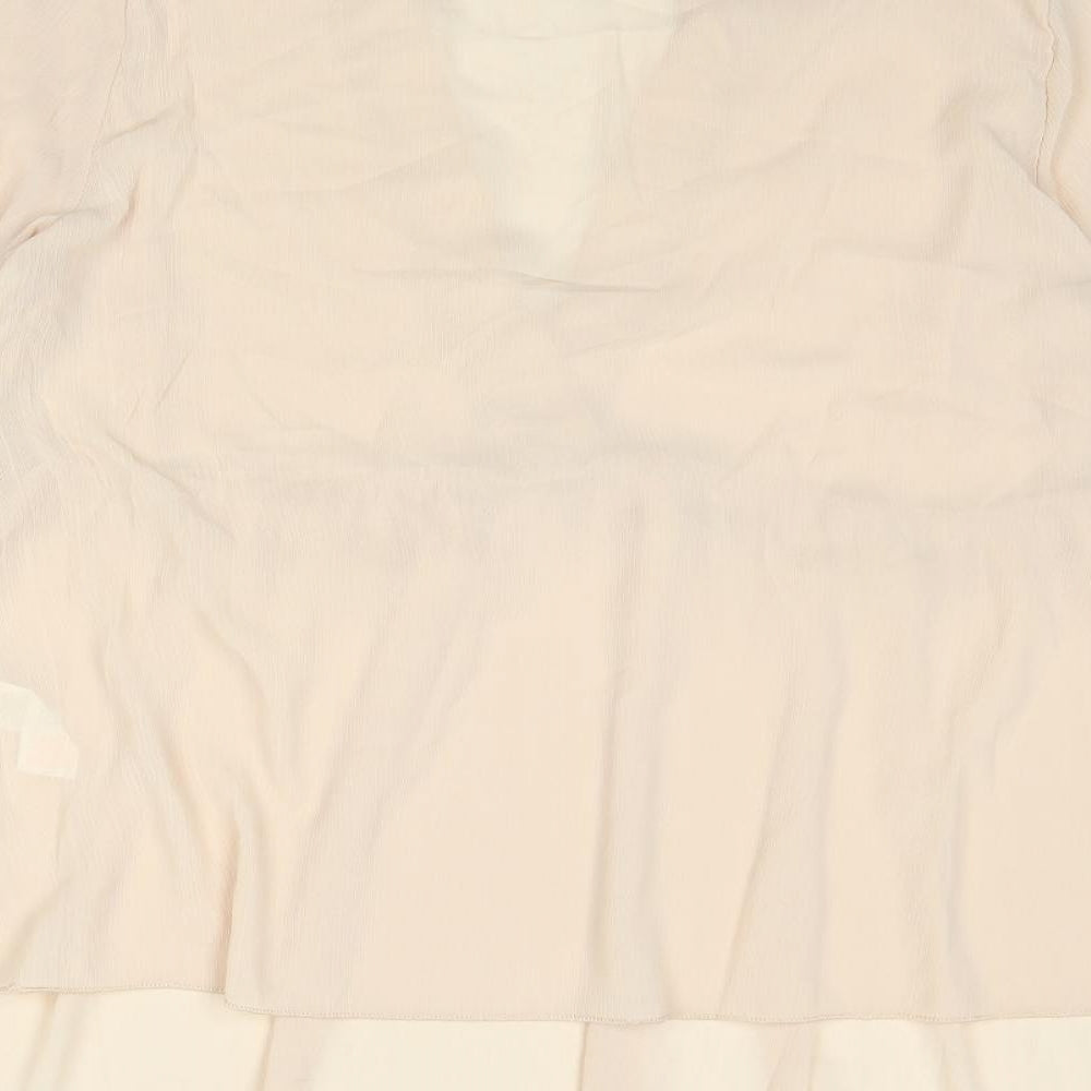 Boohoo Womens Beige Polyester Basic Blouse Size 16 V-Neck
