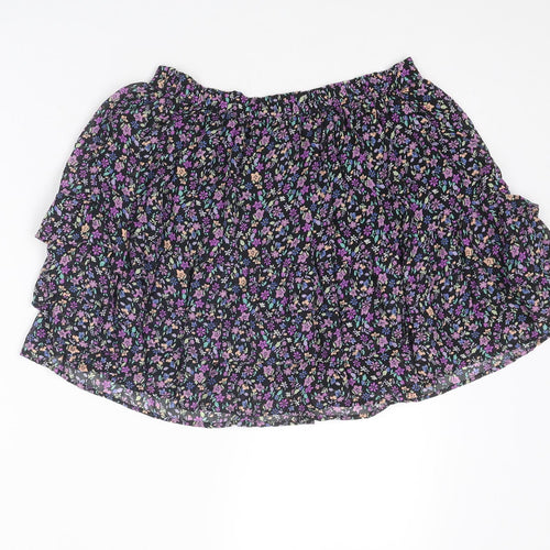Marks and Spencer Girls Multicoloured Floral Polyester Flare Skirt Size 13-14 Years Regular Pull On