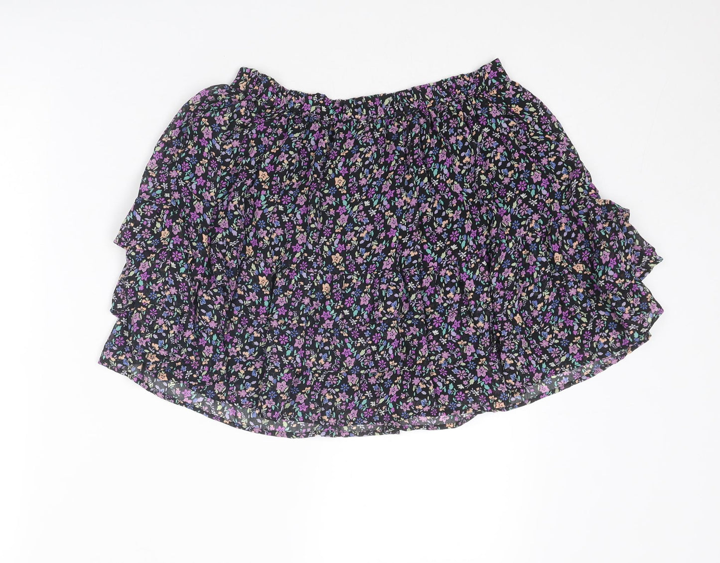 Marks and Spencer Girls Multicoloured Floral Polyester Flare Skirt Size 13-14 Years Regular Pull On