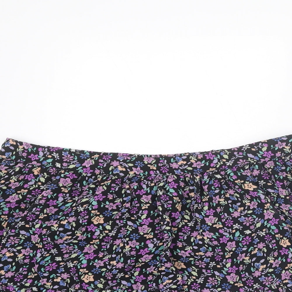 Marks and Spencer Girls Multicoloured Floral Polyester Flare Skirt Size 13-14 Years Regular Pull On