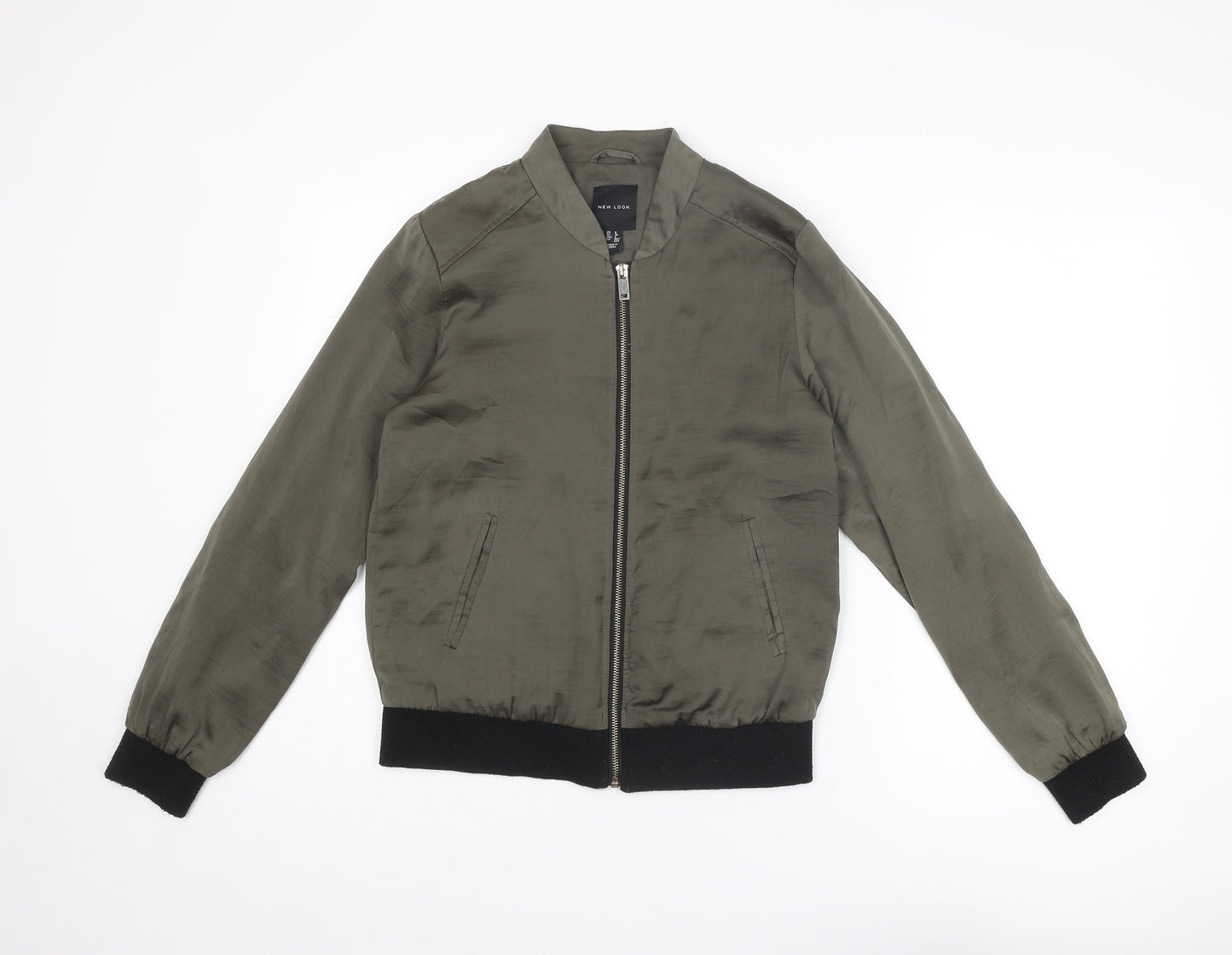 New Look Womens Green Bomber Jacket Jacket Size 8 Zip