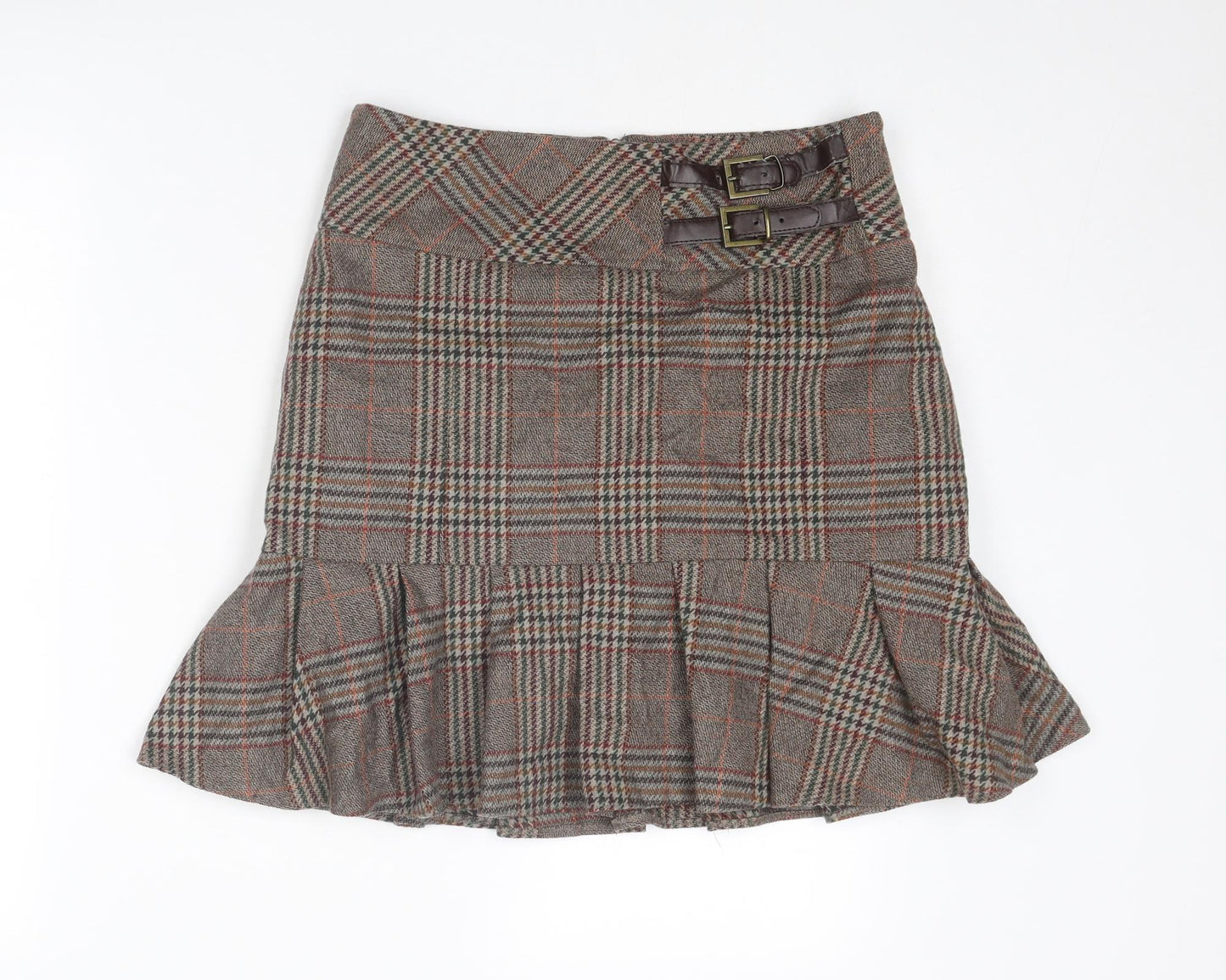 NEXT Womens Brown Plaid Polyester Trumpet Skirt Size 10 Zip