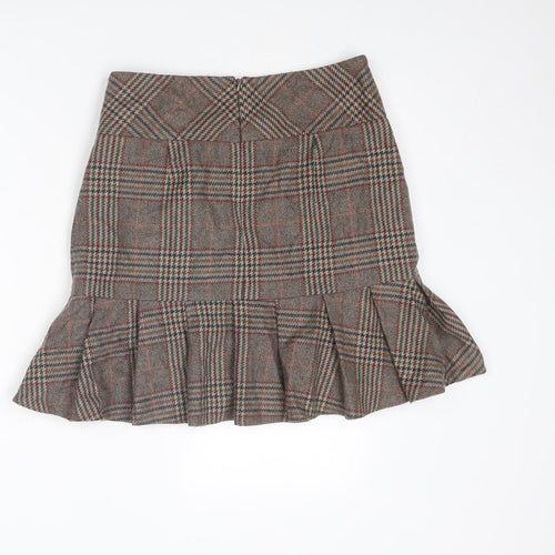 NEXT Womens Brown Plaid Polyester Trumpet Skirt Size 10 Zip