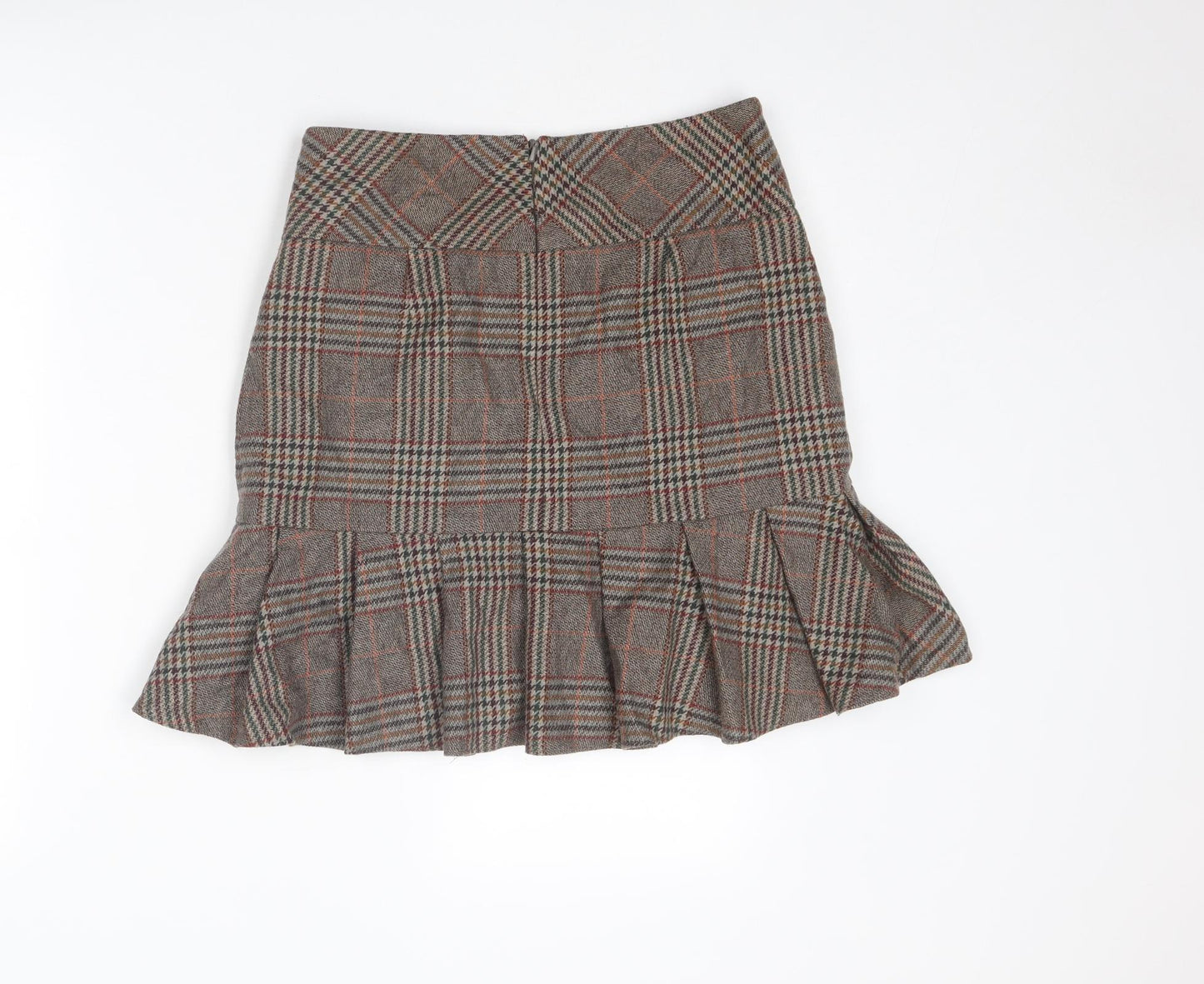 NEXT Womens Brown Plaid Polyester Trumpet Skirt Size 10 Zip