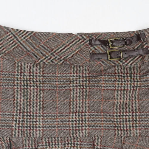 NEXT Womens Brown Plaid Polyester Trumpet Skirt Size 10 Zip