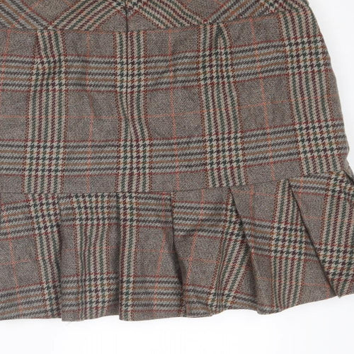 NEXT Womens Brown Plaid Polyester Trumpet Skirt Size 10 Zip
