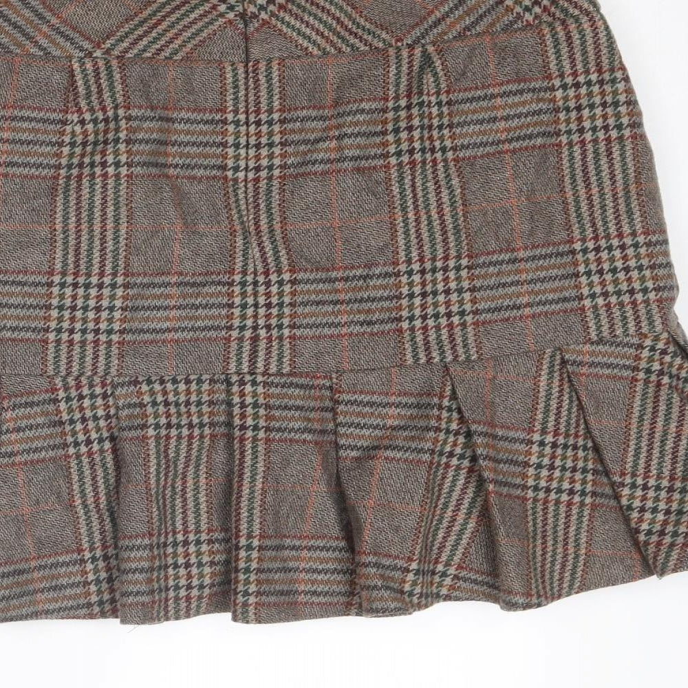 NEXT Womens Brown Plaid Polyester Trumpet Skirt Size 10 Zip