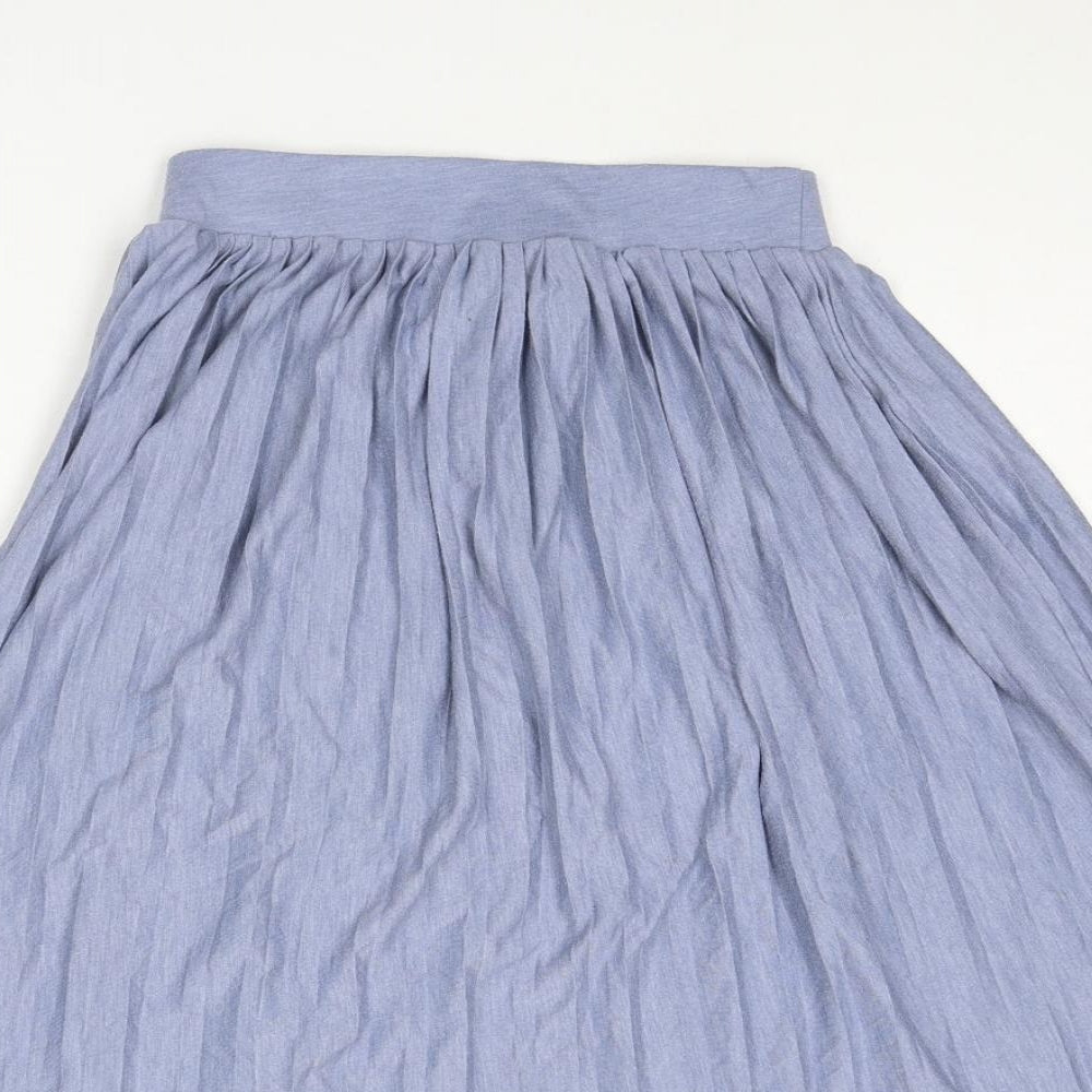 Pull&Bear Womens Blue Polyester Pleated Skirt Size S