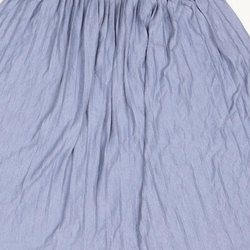 Pull&Bear Womens Blue Polyester Pleated Skirt Size S
