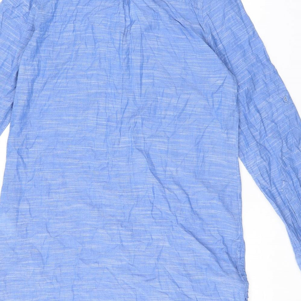Marks and Spencer Womens Blue 100% Cotton Shirt Dress Size 10 Collared Button