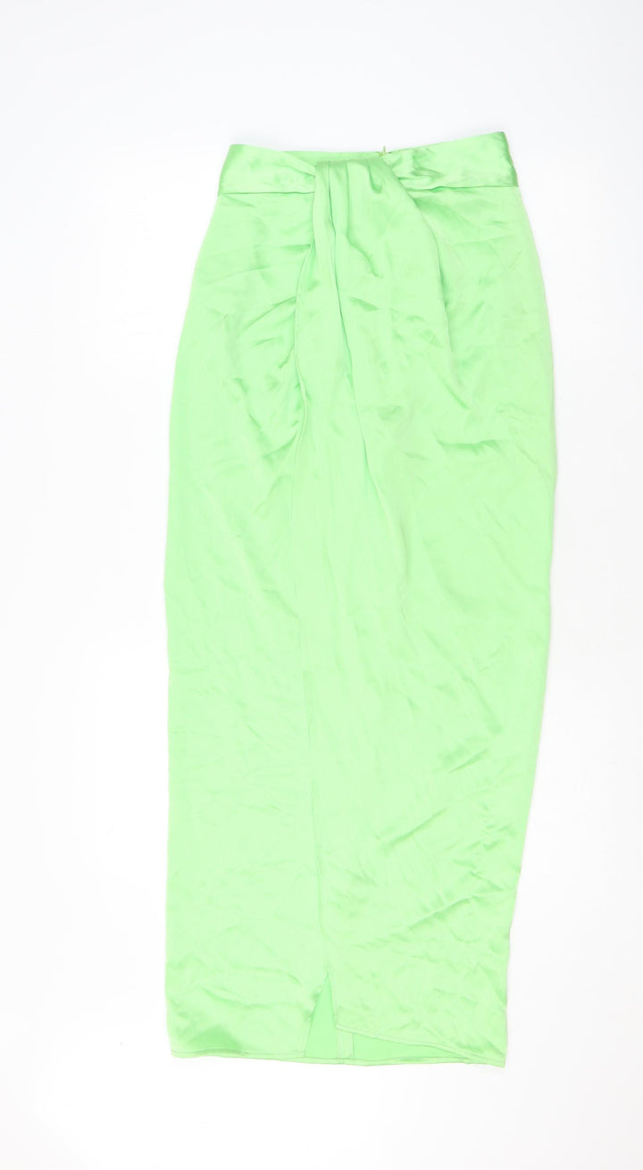 Zara Womens Green Polyester A-Line Skirt Size XS Zip