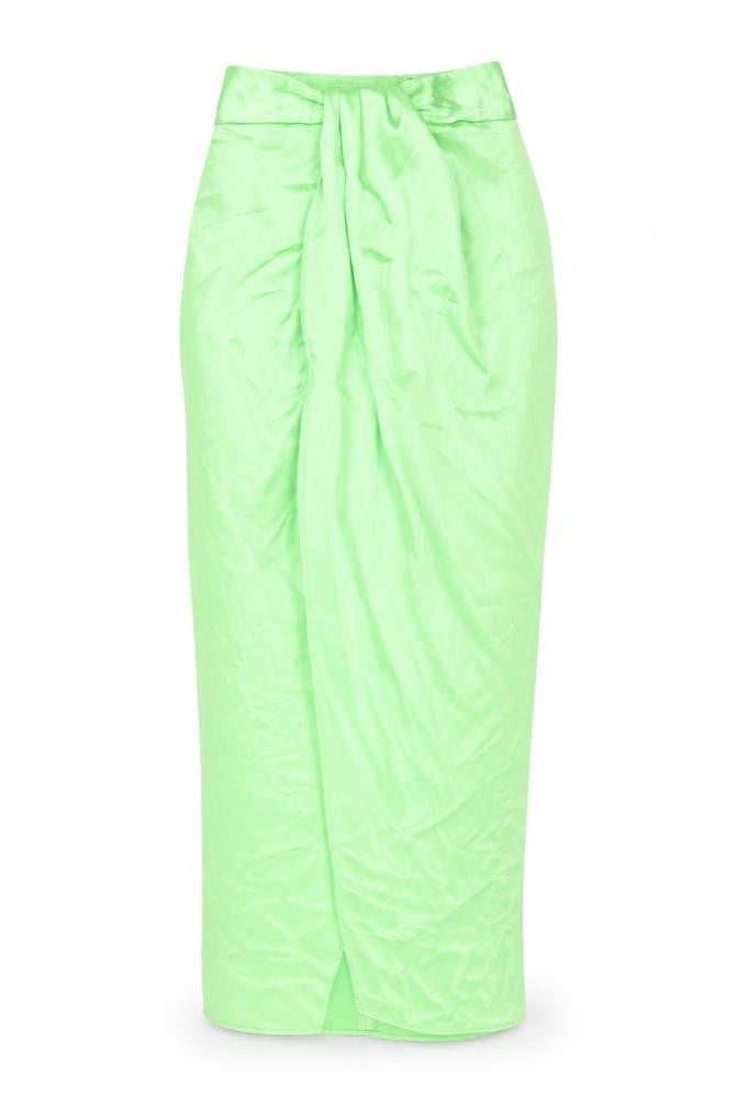 Front view of Zara women’s green polyester a-line skirt, size XS, zip