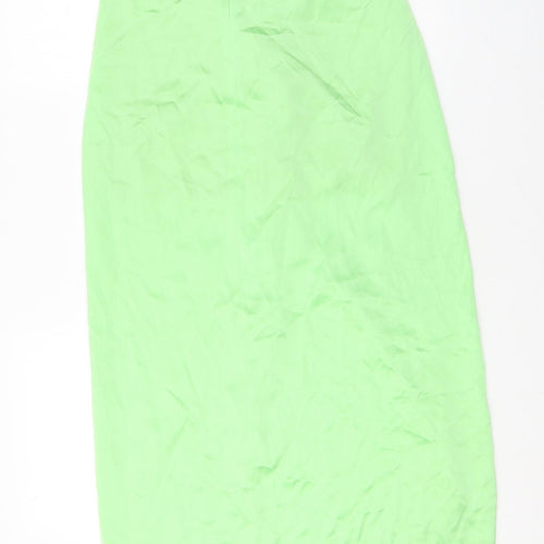 Zara Womens Green Polyester A-Line Skirt Size XS Zip
