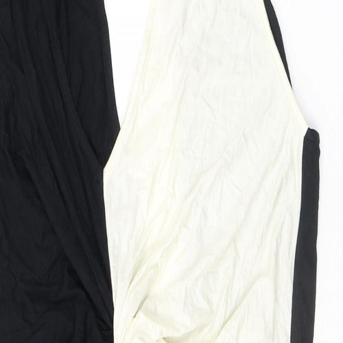 ASOS Womens Black Colourblock Viscose Bodycon Size 10 V-Neck Button