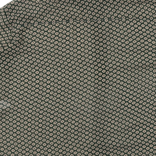 Zara Womens Green Geometric Polyester Basic Button-Up Size L Collared