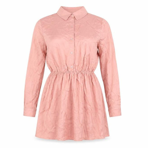 Zara Womens Pink Viscose Shirt Dress Size S Collared Button
