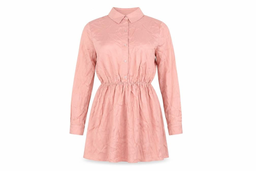 Zara Womens Pink Viscose Shirt Dress Size S Collared Button