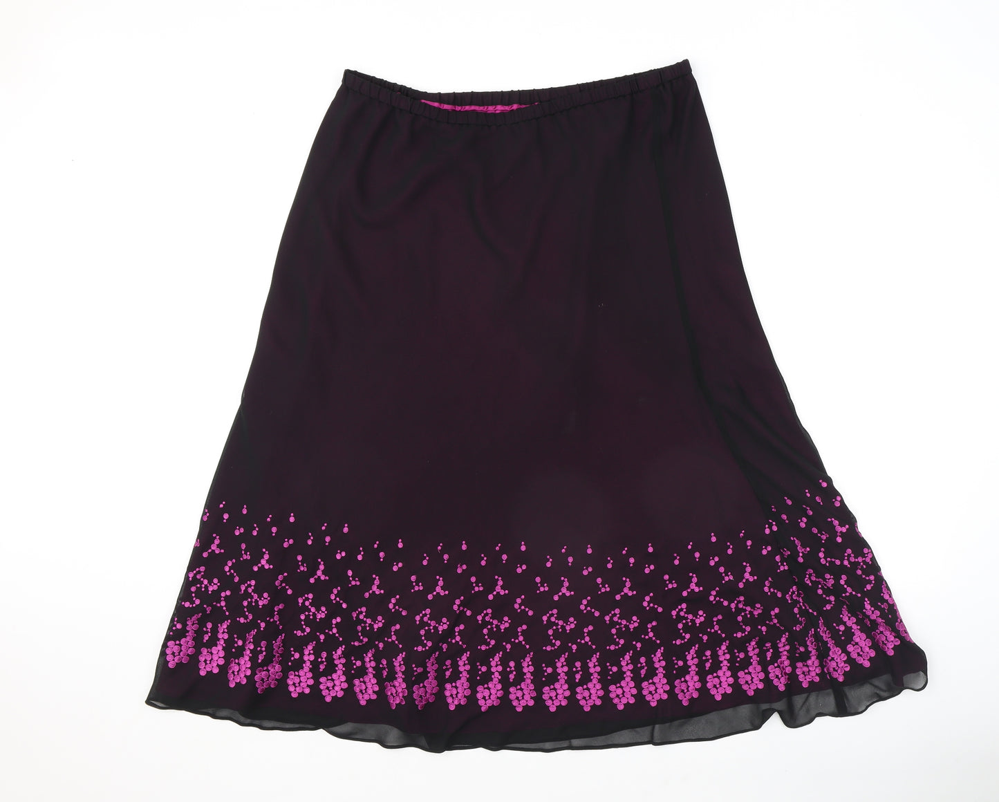 Jacques Vert Womens Black Geometric Polyester Swing Skirt Size 16