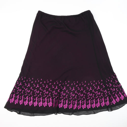 Jacques Vert Womens Black Geometric Polyester Swing Skirt Size 16