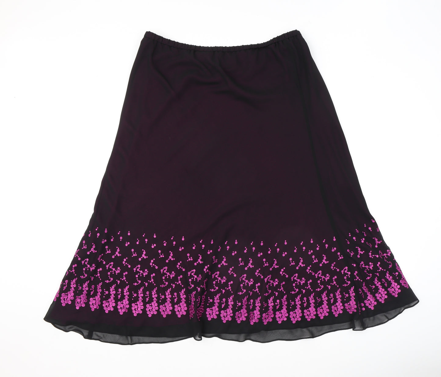 Jacques Vert Womens Black Geometric Polyester Swing Skirt Size 16