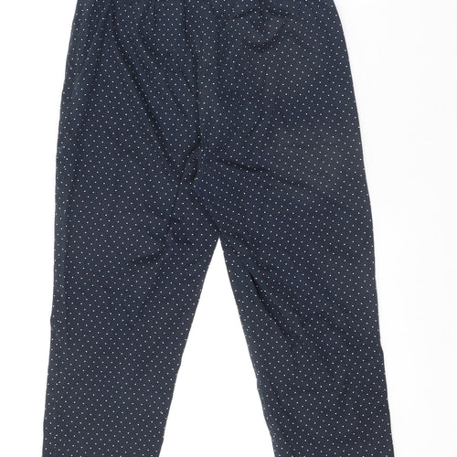 Marks and Spencer Womens Black Polka Dot Cotton Pedal Pusher Trousers Size 12 L20 in Regular Zip