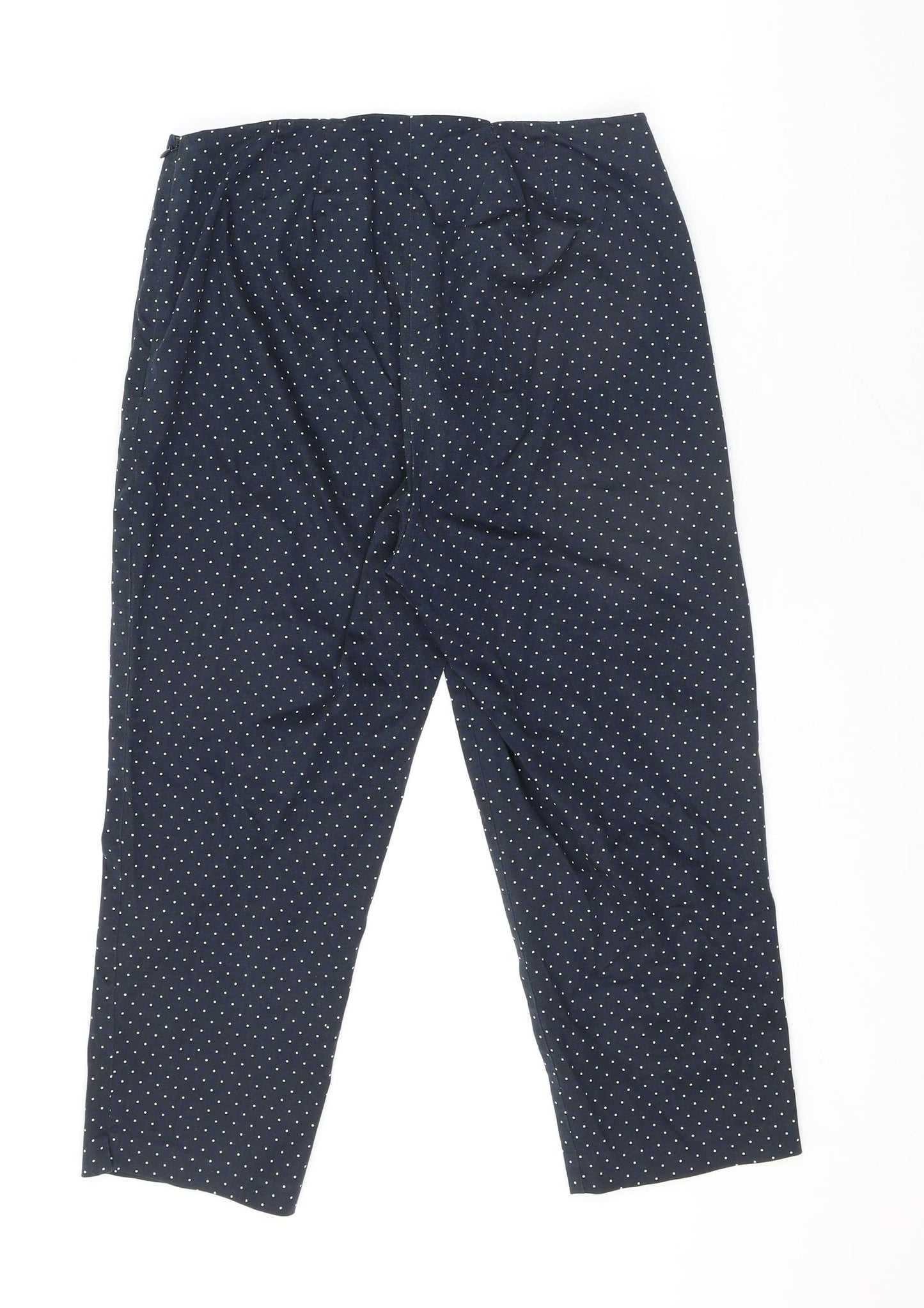 Marks and Spencer Womens Black Polka Dot Cotton Pedal Pusher Trousers Size 12 L20 in Regular Zip