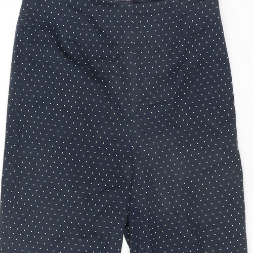 Marks and Spencer Womens Black Polka Dot Cotton Pedal Pusher Trousers Size 12 L20 in Regular Zip