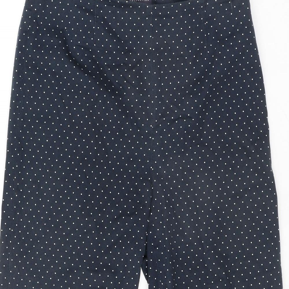 Marks and Spencer Womens Black Polka Dot Cotton Pedal Pusher Trousers Size 12 L20 in Regular Zip