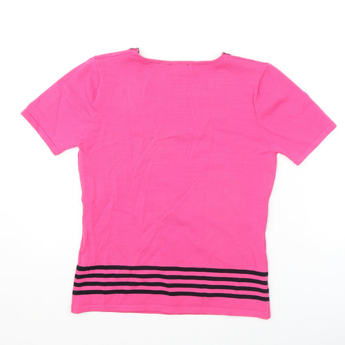 Casamia Exclusive Womens Pink Viscose Basic T-Shirt Size S Round Neck