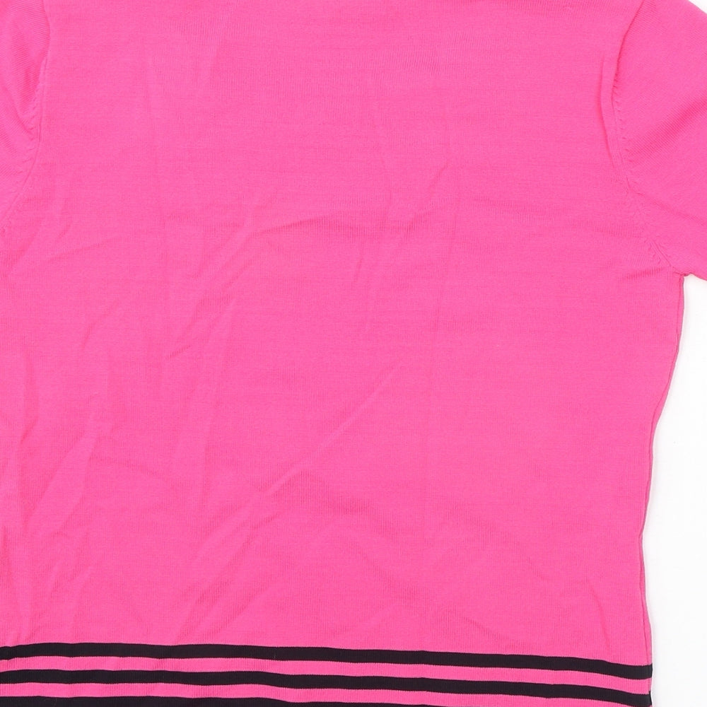 Casamia Exclusive Womens Pink Viscose Basic T-Shirt Size S Round Neck