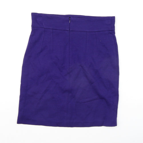 PAUL & JOE Womens Purple Acrylic A-Line Skirt Size 14 Zip