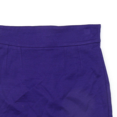 PAUL & JOE Womens Purple Acrylic A-Line Skirt Size 14 Zip