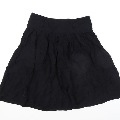 Dorothy Perkins Womens Black Viscose Swing Skirt Size 10 Zip