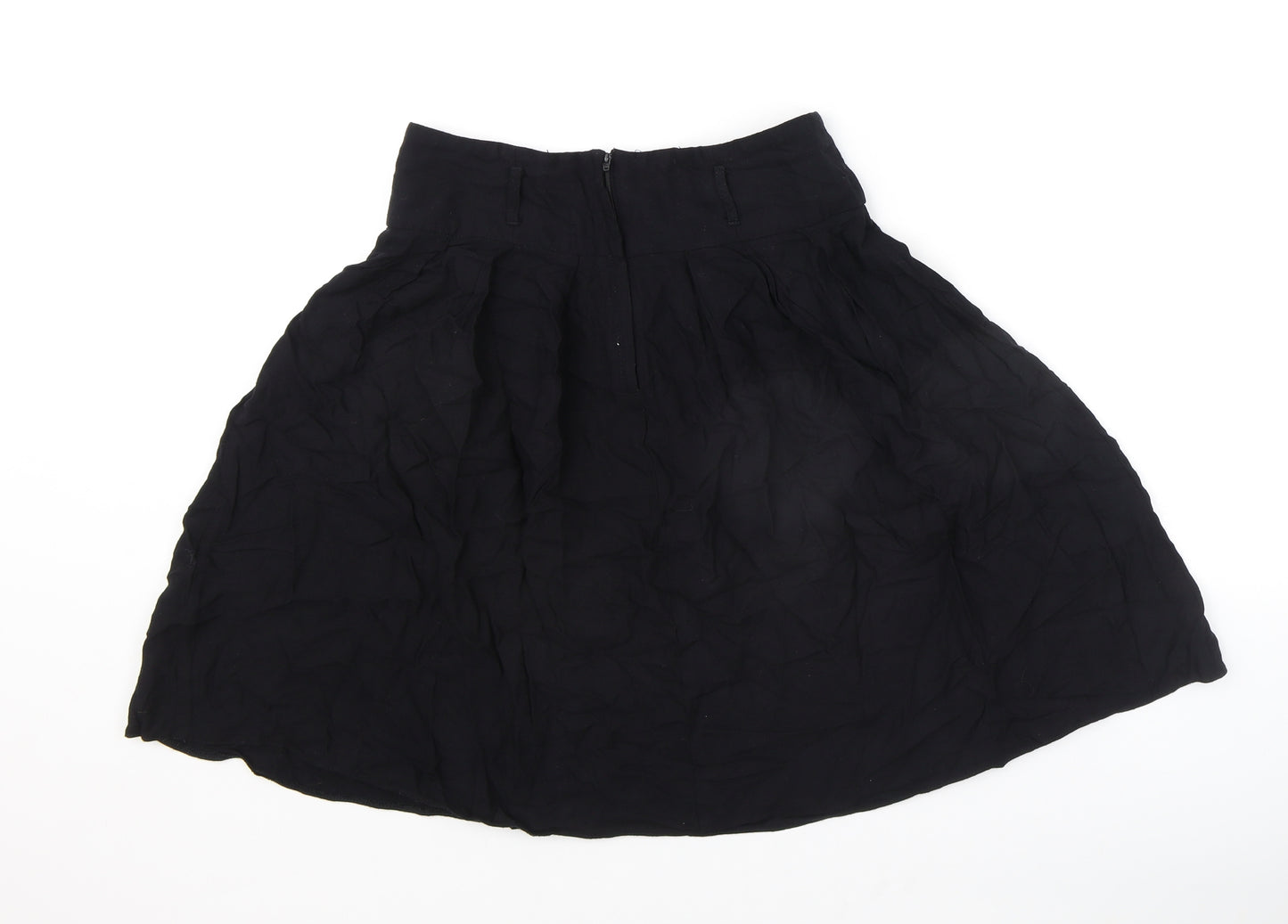 Dorothy Perkins Womens Black Viscose Swing Skirt Size 10 Zip