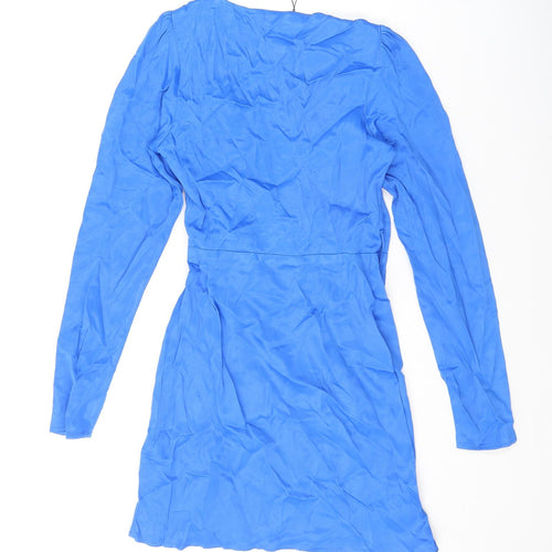 Zara Womens Blue Viscose Mini Size XS V-Neck Pullover