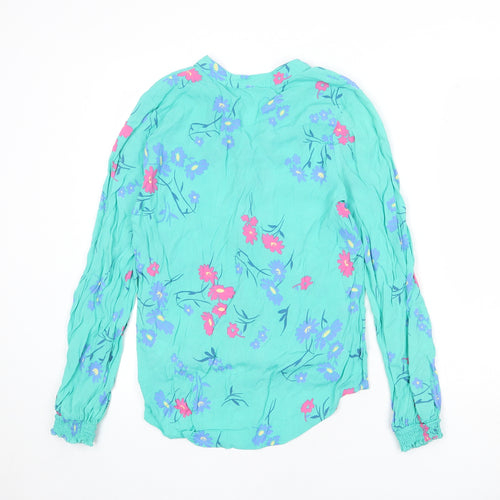 River Island Womens Green Floral Viscose Basic Blouse Size 12 V-Neck