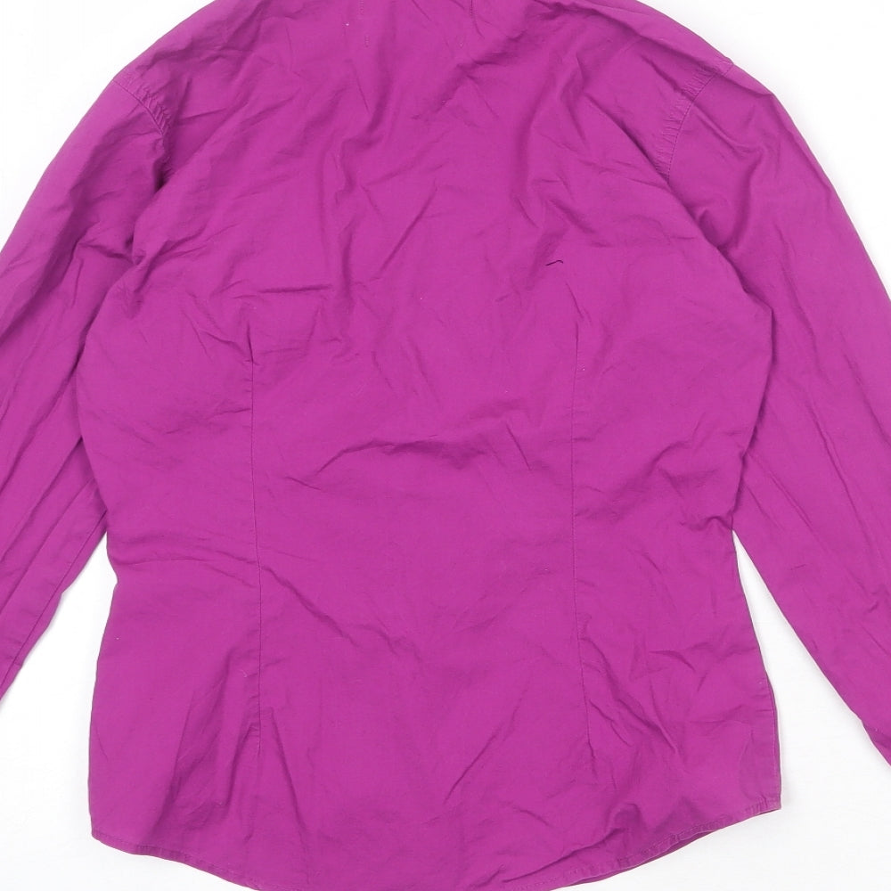 Ben Sherman Womens Purple Cotton Basic Button-Up Size XS Collared
