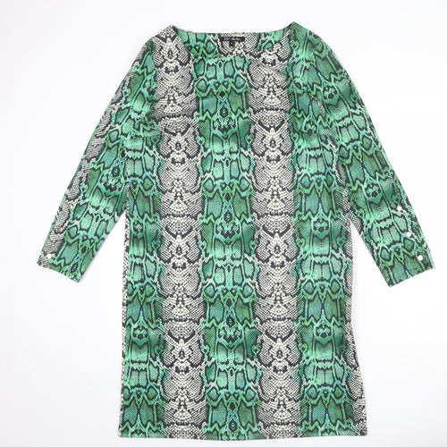 EDIT Womens Multicoloured Animal Print Polyester Shift Size 14 Boat Neck Pullover - Snake Print