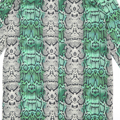 EDIT Womens Multicoloured Animal Print Polyester Shift Size 14 Boat Neck Pullover - Snake Print