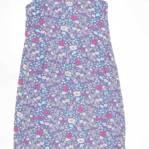 Adini Womens Blue Floral 100% Cotton Tank Dress Size 18 Scoop Neck Button