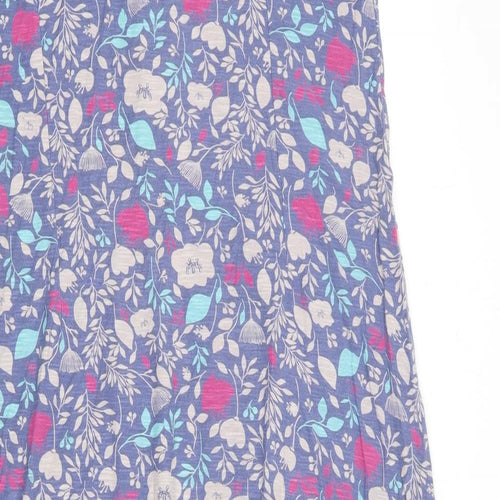 Adini Womens Blue Floral 100% Cotton Tank Dress Size 18 Scoop Neck Button