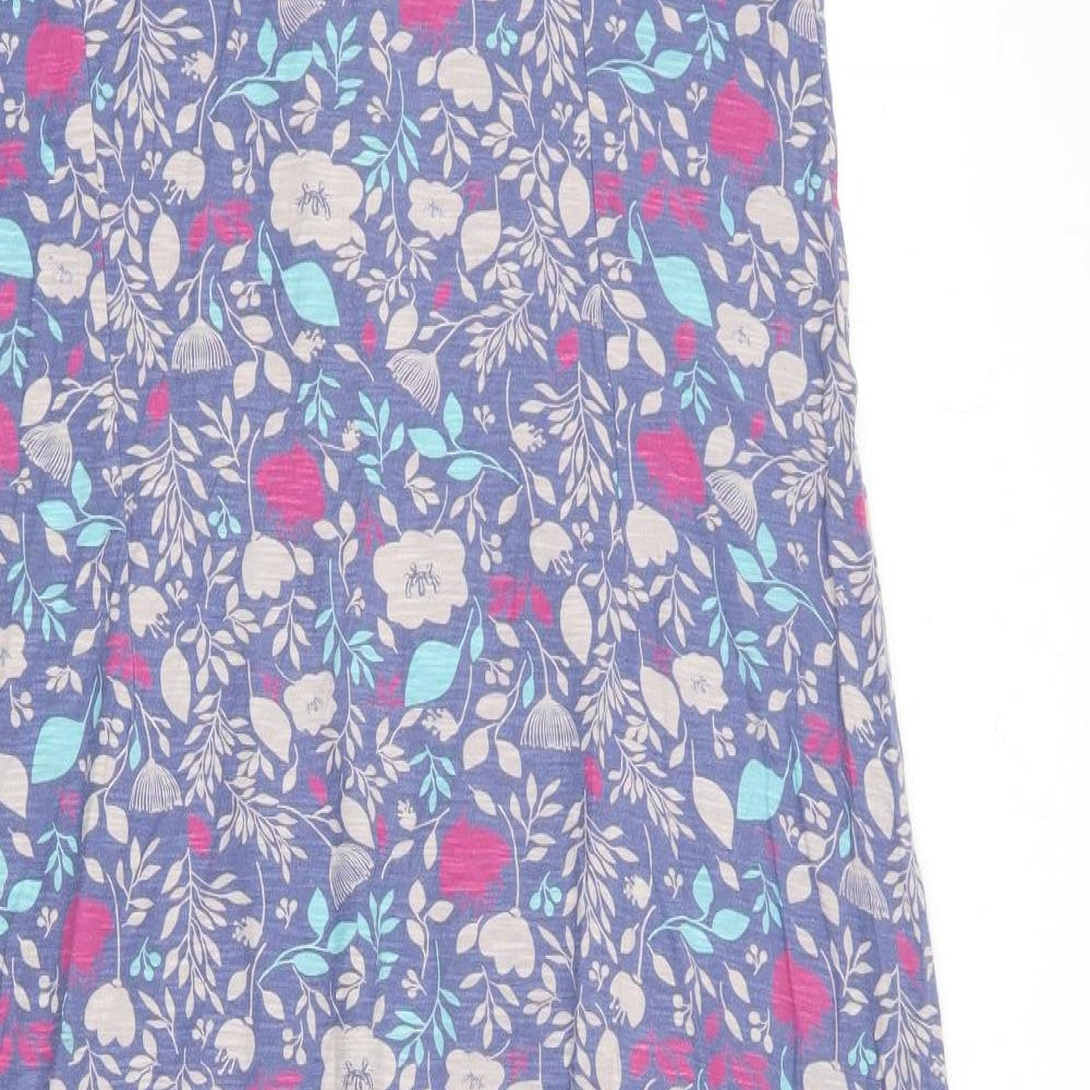 Adini Womens Blue Floral 100% Cotton Tank Dress Size 18 Scoop Neck Button