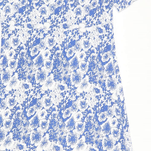 Patra Womens White Floral Cotton A-Line Size XL V-Neck Pullover