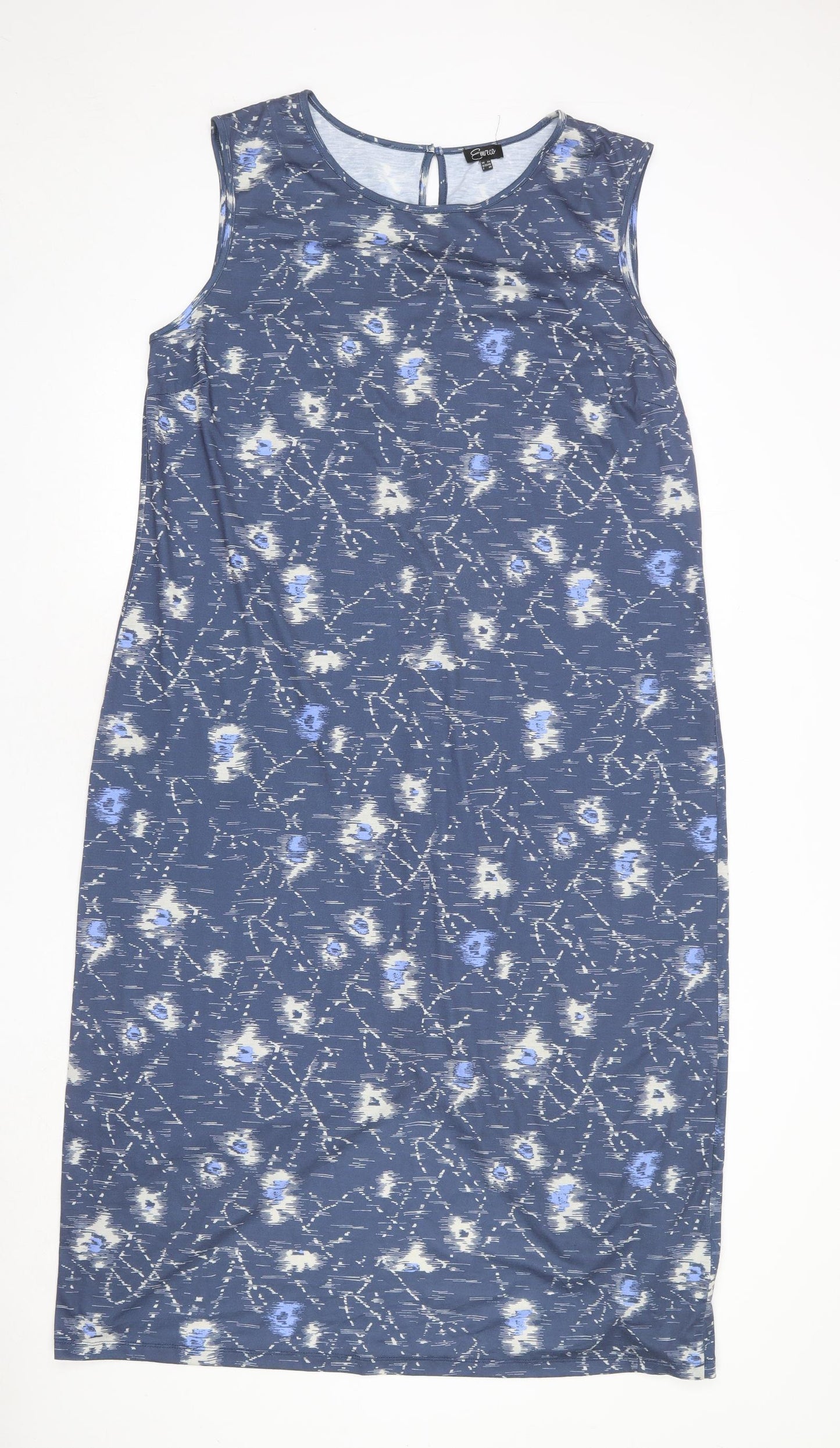 Emreco Womens Blue Geometric Polyester Maxi Size 20 Boat Neck Button