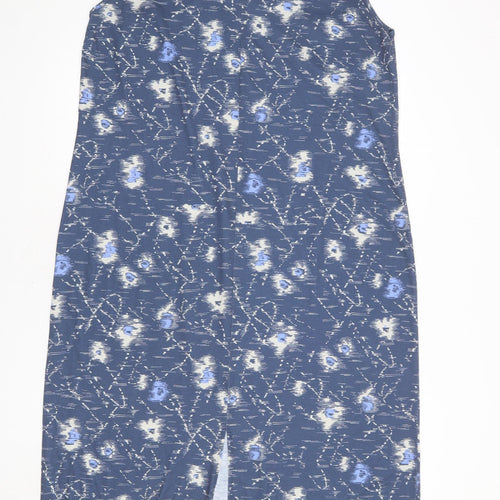 Emreco Womens Blue Geometric Polyester Maxi Size 20 Boat Neck Button