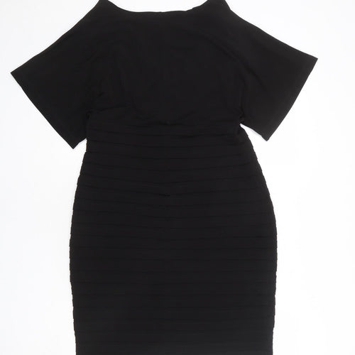 Wallis Womens Black Polyester Shift Size 14 V-Neck Pullover